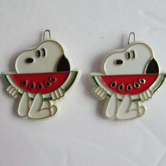 Source Unknown Other - Snoopy Barrettes For Hair  Snoopy Eating Watermelon Hair Clips Vintage Taiwan